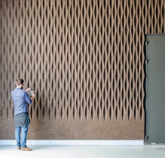 Korkfassade 3D Wandkork Wave L2 70x500x1000mm Korkfassade 3D